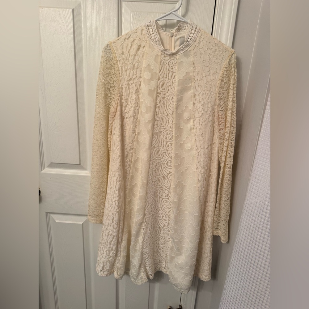 HD in Paris Cream Crochet Detail Dress